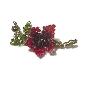 Vintage Mindy Lam Brooch Pin Crystal Signed Poinsettia Holiday NWOT